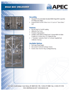 APEC bulk bag unloader spec sheet