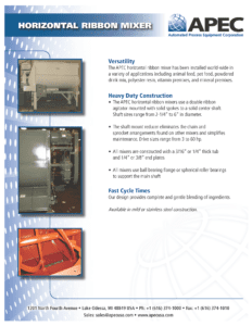 Horizontal Ribbon Mixer Specifications