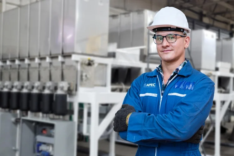 an APEC customer service worker providing preventative maintenance and support services for equipment under warranty.